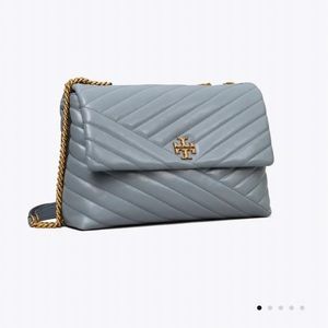 Tory Burch Kira Chevron Quilted Crossbody Bag in Blue Small